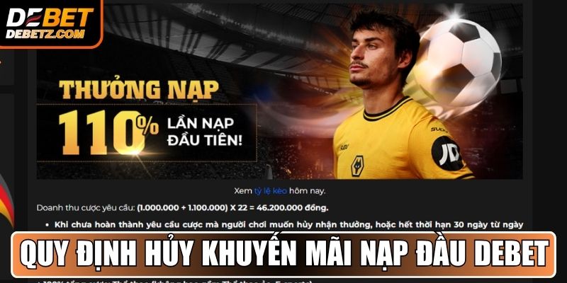 Khuyến Mãi Nạp Đầu DEBET Nhận Thưởng 110% Đến 11.000.000 VNĐ 3 Thời hạn và quy định hủy khuyến mãi nạp đầu DEBET